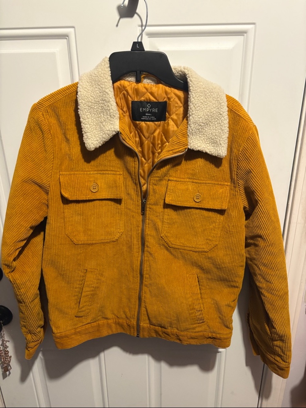 Empyre Golden Mustard Corduroy Jacket with Cream Sherpa Collar